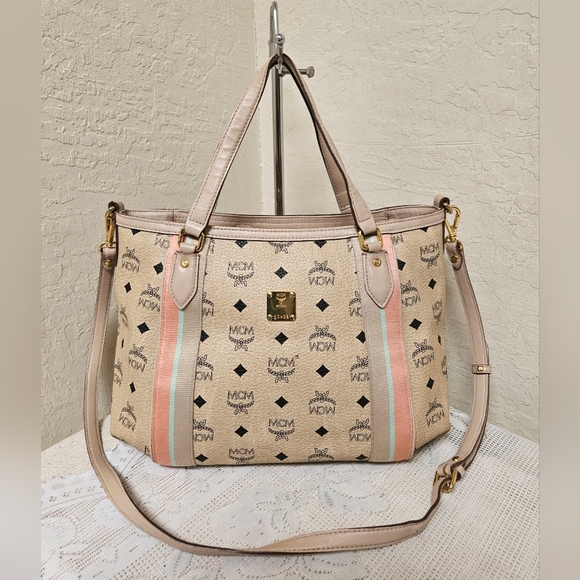 MCM Handbags - MCM Cream Handbag With Long Handle Satchel AUTHENTIC